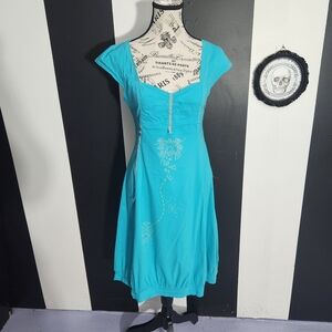 Dolcezza Turquoise Cap Sleeve Dress